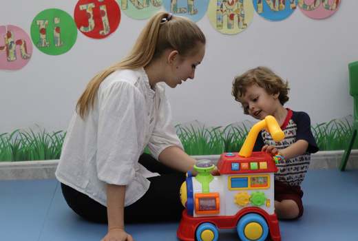 Montessori-style nursery play at American Lyceum Muscat